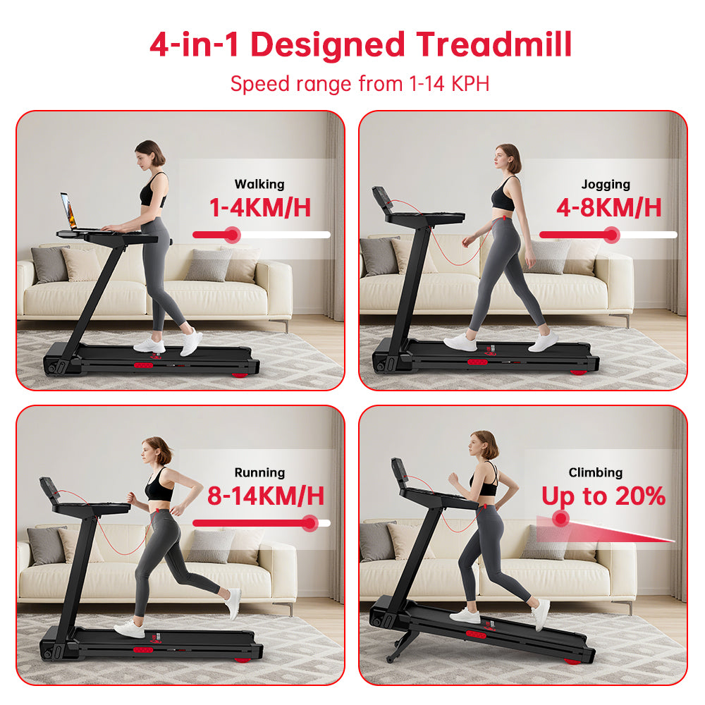 Folding Treadmill Q8 Pro, 1-14KM/H, 20% Auto Incline, Touch Control
