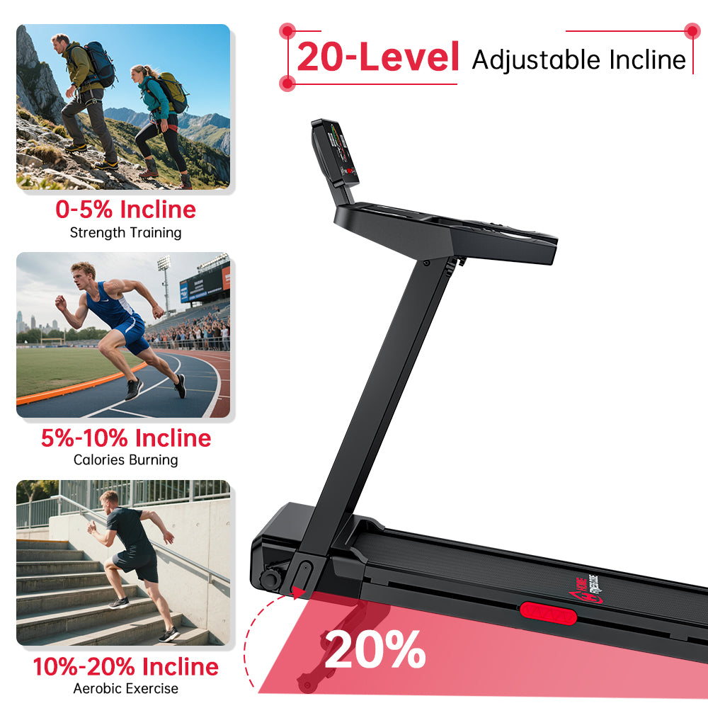 Folding Treadmill Q8 Pro, 1-14KM/H, 20% Auto Incline, Touch Control
