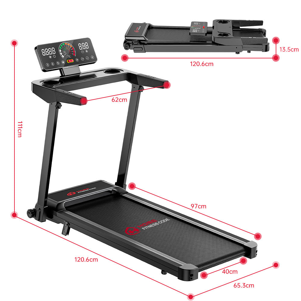 Folding Treadmill Q8, 1-12KM/H, 5% Manual Incline, Touch Control