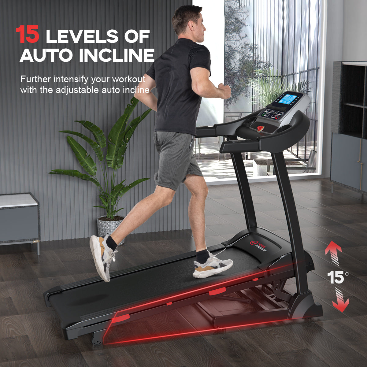 Folding Treadmill TD243B, 1-16KM/H Speed, 0-15% Auto Incline