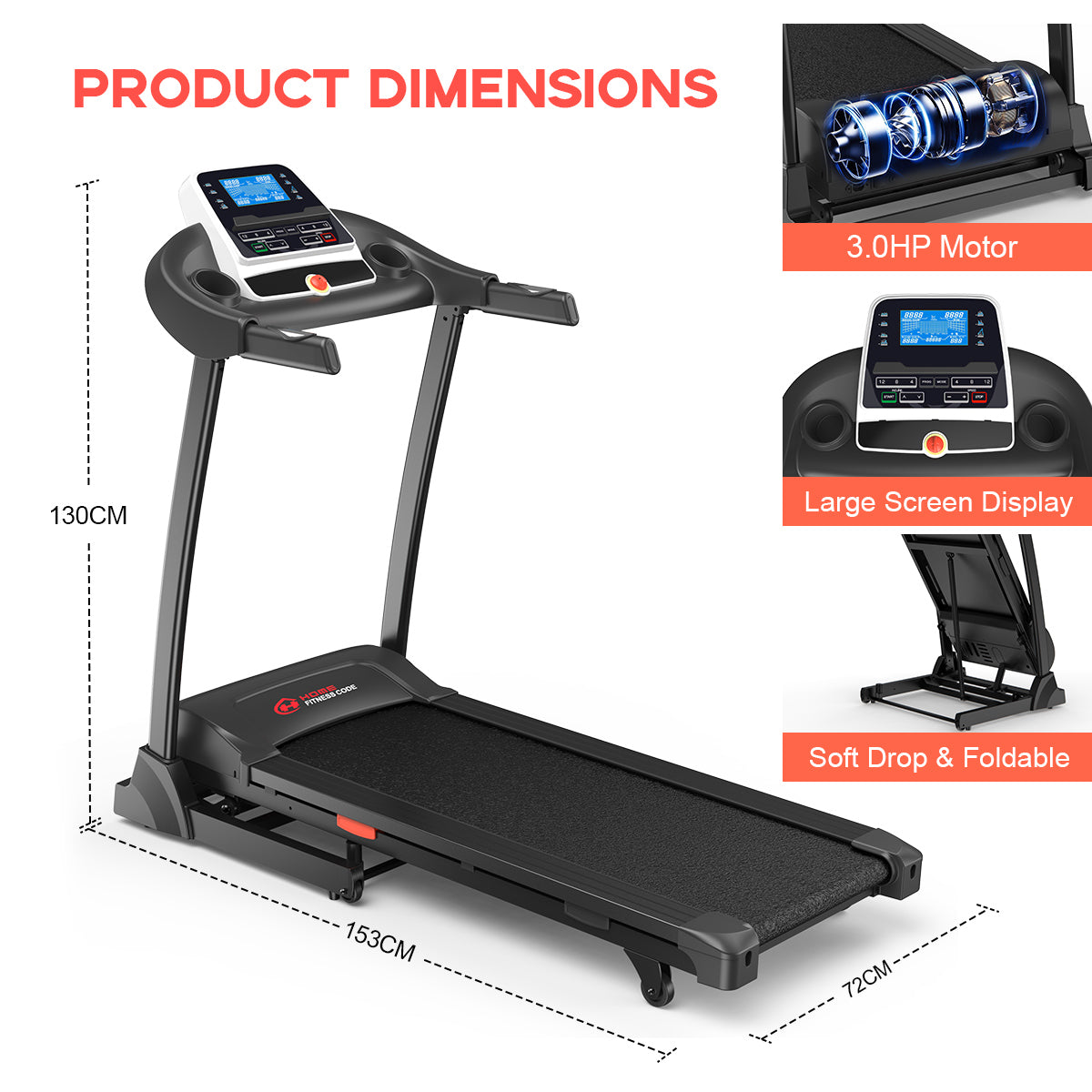Folding Treadmill TD243B, 1-16KM/H Speed, 0-15% Auto Incline