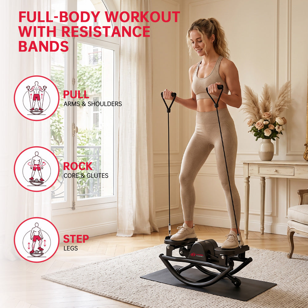 U-Shaped Rock Stepper, with Resistance Bands & Non-Slip Mat