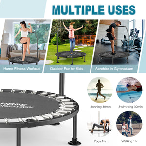 Fitness 40" Folding Trampoline, Exercise Trampoline for Kids & Adults, Rebounder Trampoline for Indoor Outdoor