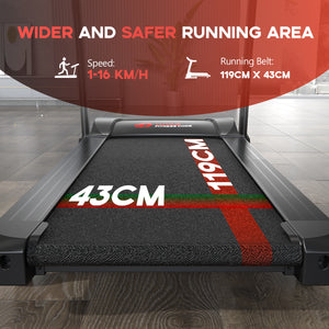 Folding Treadmill 3.0HP Walking Running Machine 1-16KM/H with 0-15% Auto Incline, Bluetooth Music, 18 Programs