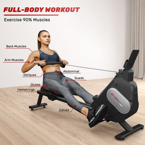 Magnetic Rowing Machine for Home Gym Office Workout 16 Level Adjustable Resistance with LCD Monitor