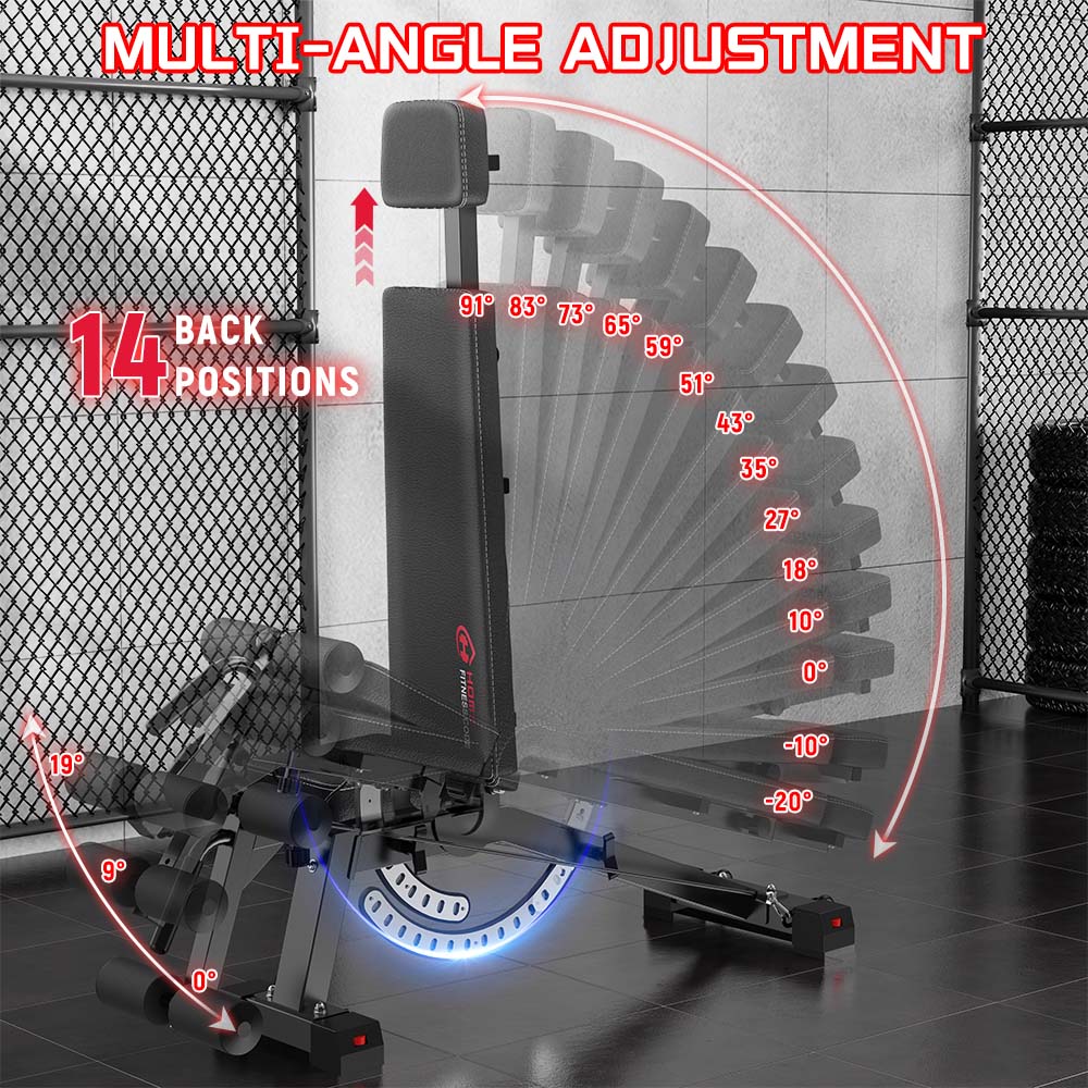 Foldable Workout Bench E1, 14 Back Positions, 540KG Weight Capacity