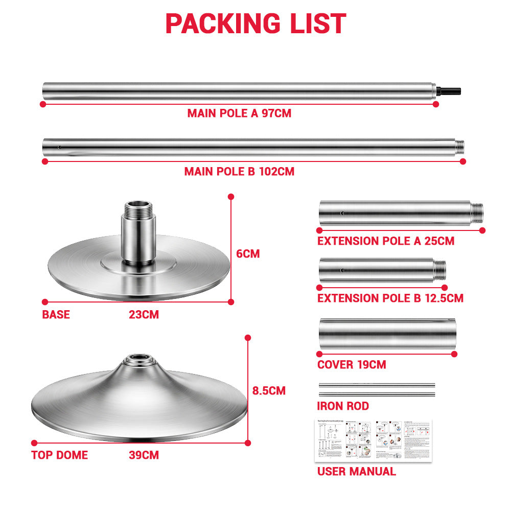 Height Adjustable Fitness Dance Pole Kit