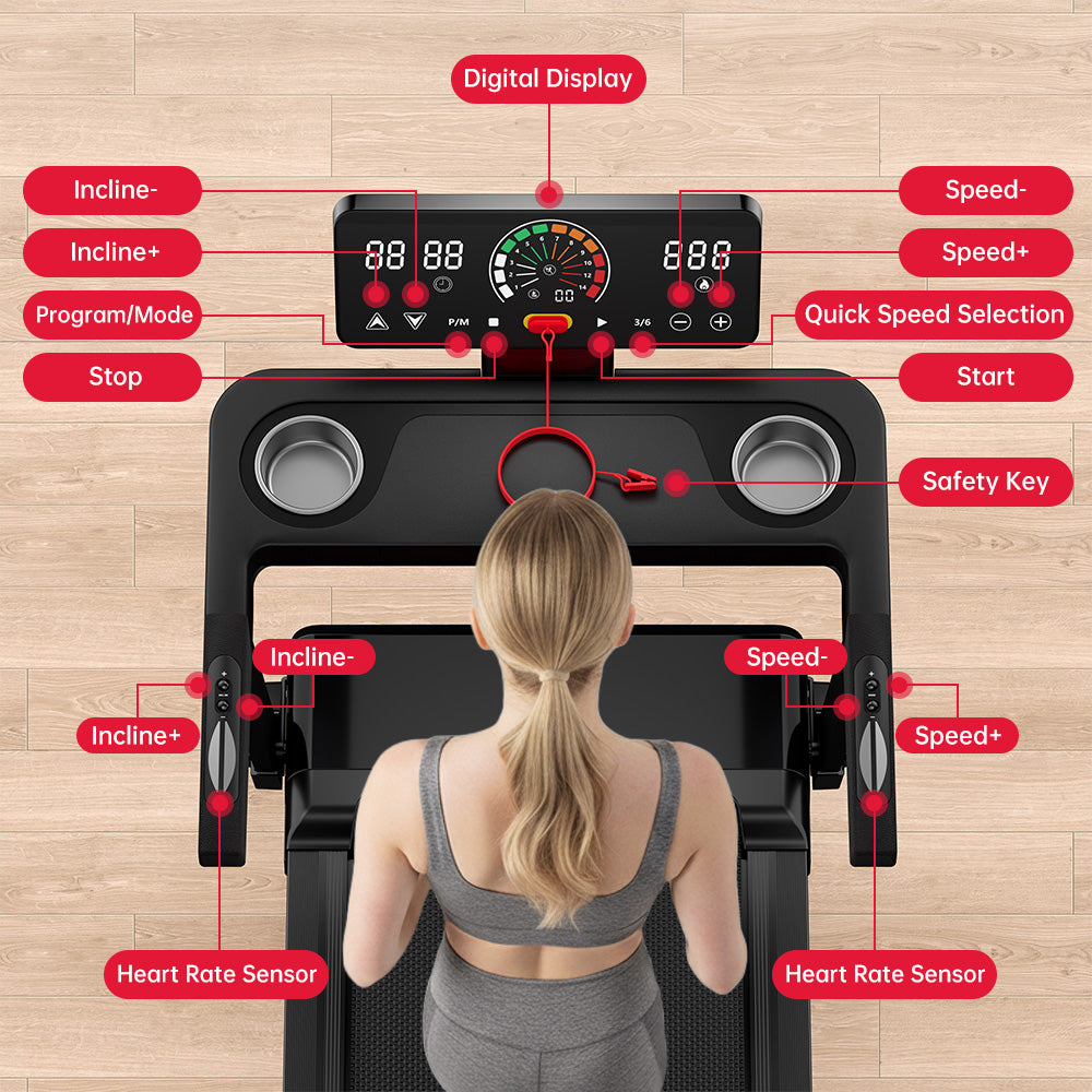 Folding Treadmill Q8 Pro, 1-14KM/H, 20% Auto Incline, Touch Control