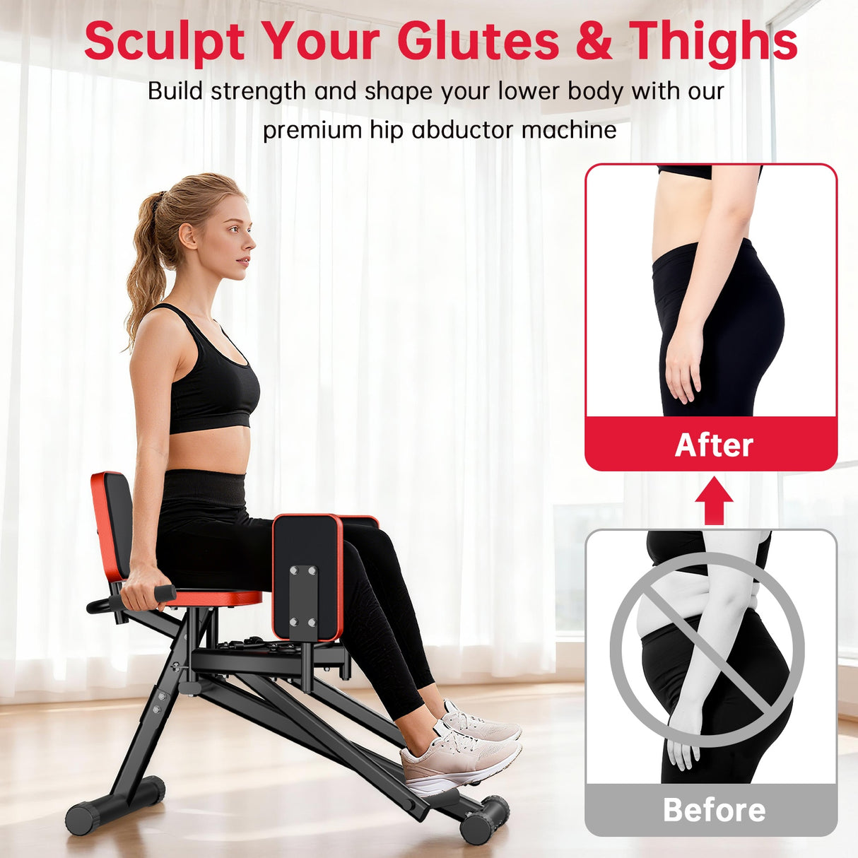 Hip Abductor & Adductor Machine, 2-Level Adjustable Resistance