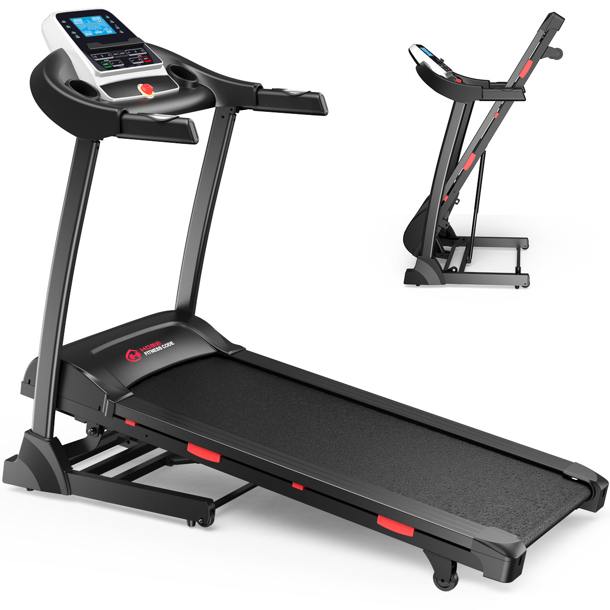 Folding Treadmill 3.0HP Walking Running Machine 1-16KM/H with 0-15% Auto Incline, Bluetooth Music, 18 Programs