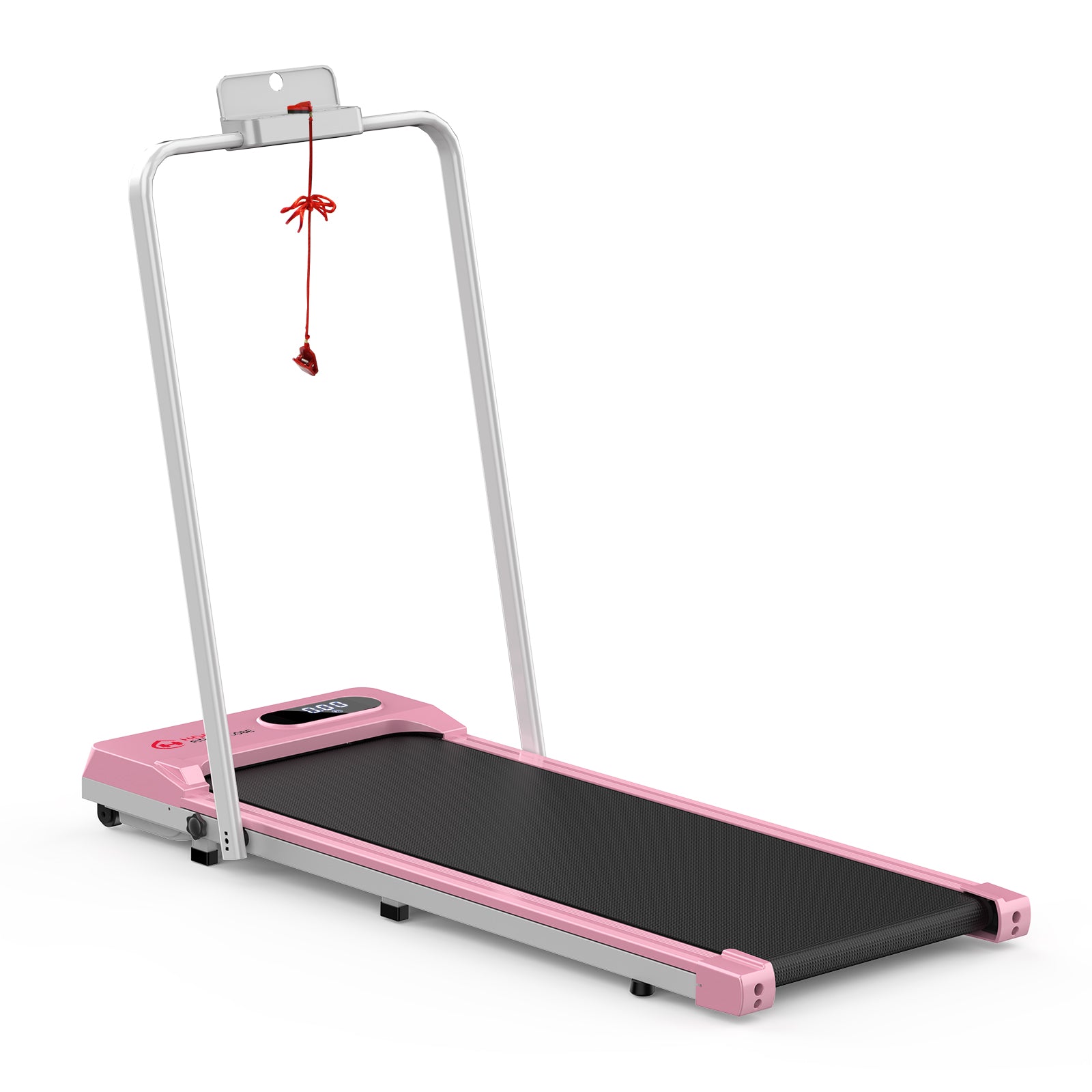 Under Desk Treadmill 1-6KM/H Walking Jogging Machine for Home Office with LED Display With Handrail / Pink
