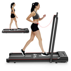 Under Desk Treadmill, 2 in 1 Folding Treadmill, Walking Pad with Bluetooth Speaker, Walking Jogging for Home Office