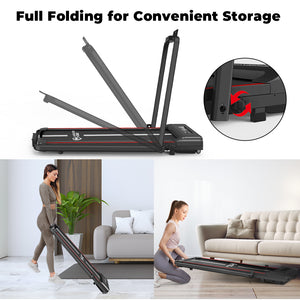 Under Desk Treadmill, 2 in 1 Folding Treadmill, Walking Pad with Bluetooth Speaker, Walking Jogging for Home Office