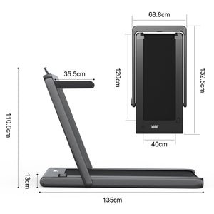 Folding Treadmill 2 in 1, 2.25HP Motorized Treadmill for Home Use with Bluetooth Speaker, Remote Control and LED Display