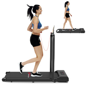 2 in 1 Folding Treadmill, Under Desk Treadmill, 1-10KM/H Walking Jogging Machine for Home Office