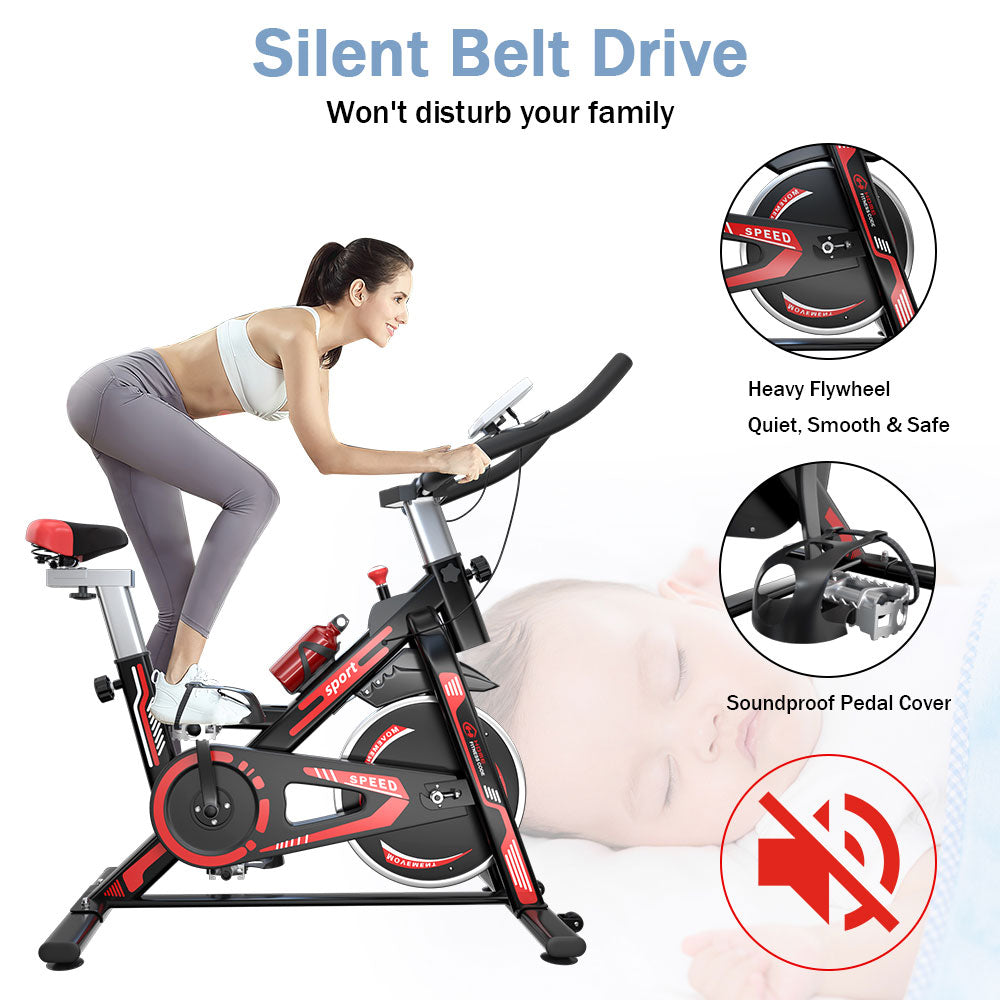 Pooboo Magnetic Exercise Bike Indoor Bluetooth Cycling Bike Home Cardio  Workout Stationary Bike 45lbs Heavy-Duty Flywheel Quiet Belt Drive 