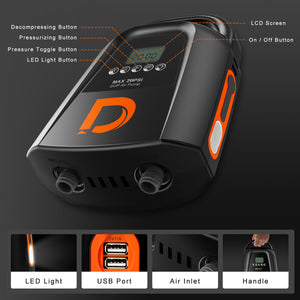 Dskeuzeew 20PSI Electric SUP Air Pump with 9000mAh Rechargeable Battery, Dual Stage  Auto-Off with LCD& 12V DC Car Connector for Inflatable Paddle Boards, Boats