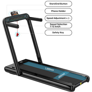 Folding Treadmill 2 in 1, 2.25HP Motorized Treadmill for Home Use with Bluetooth Speaker, Remote Control and LED Display