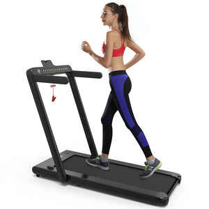 Folding Treadmill 2 in 1, 2.25HP Motorized Treadmill for Home Use with Bluetooth Speaker, Remote Control and LED Display