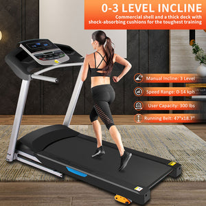 LX-C1 Folding Treadmill, Electric Motorized Portable Walking Running Machine With  5 Preset Programs